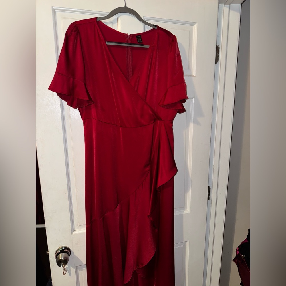 SHEIN Elegant Red Wrap Dress